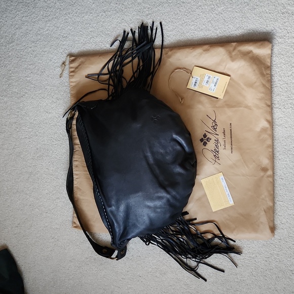 PATRICIA NASH Navy Blue Leather Fringe Shoulder Bag - Picture 12 of 16